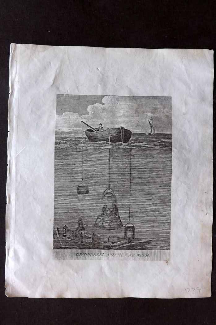 Barclay, James 1812 Antique Print. Diving Bell (1 of 1)