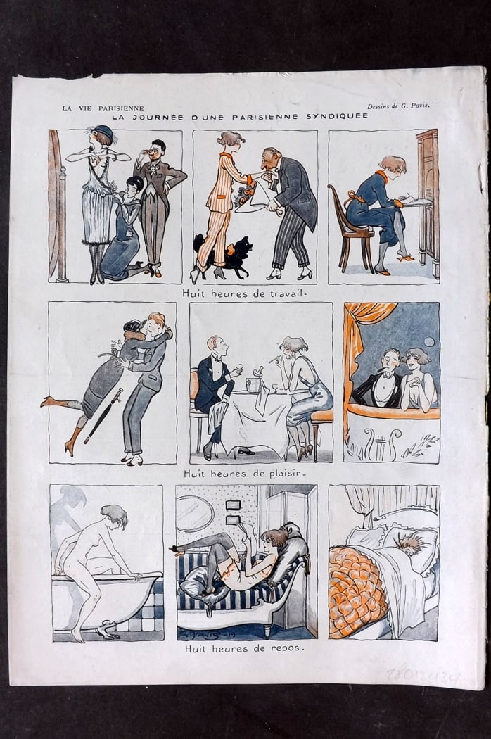 La Vie Parisienne 1919 Art Deco. La Journee dune Parisienne Syndiquee by Pavis (1 of 1)