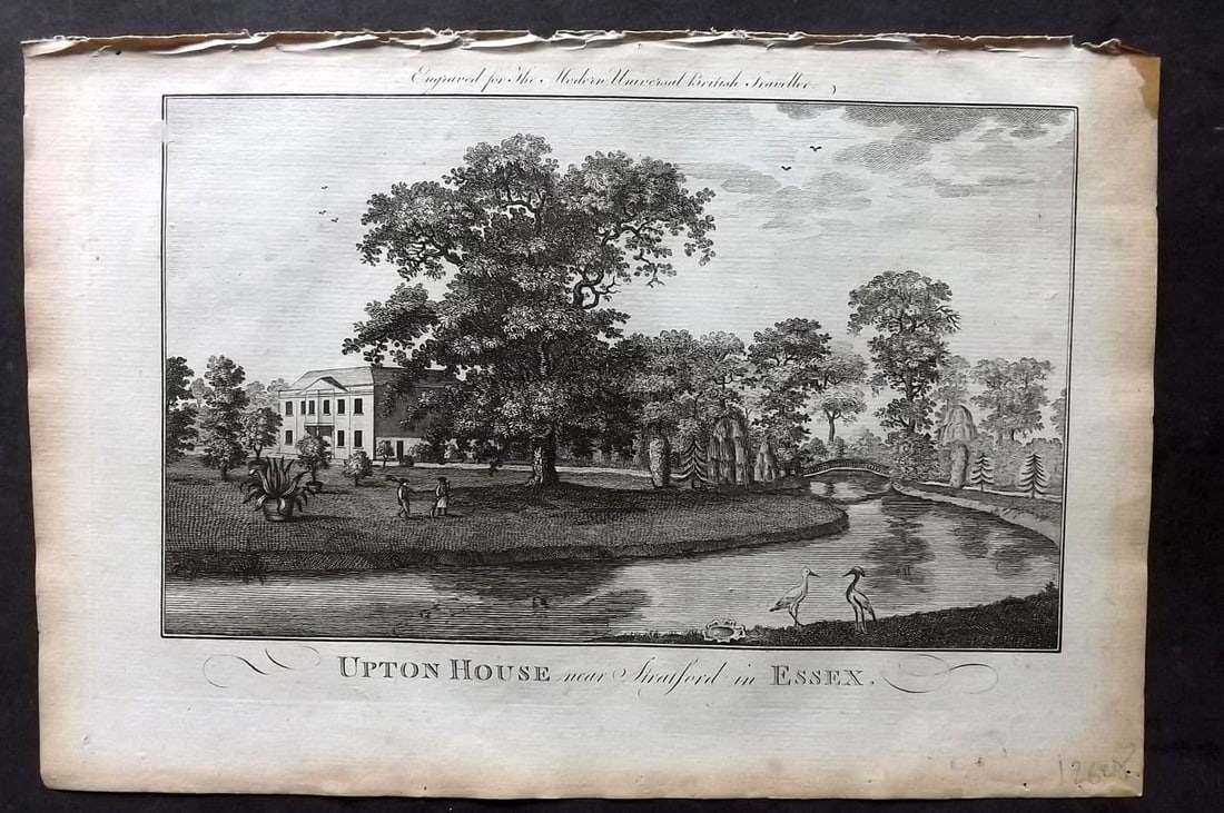 Burlington, Charles 1779 Folio Print. Upton House near Stratford in Essex: Folio Copper Plate Published 1779 by J. Cooke, London for "The Modern Universal British Traveller or, a New, Complete, and Accurate tour Through England, Wales, Scotland, and the Neighbouring Islands"