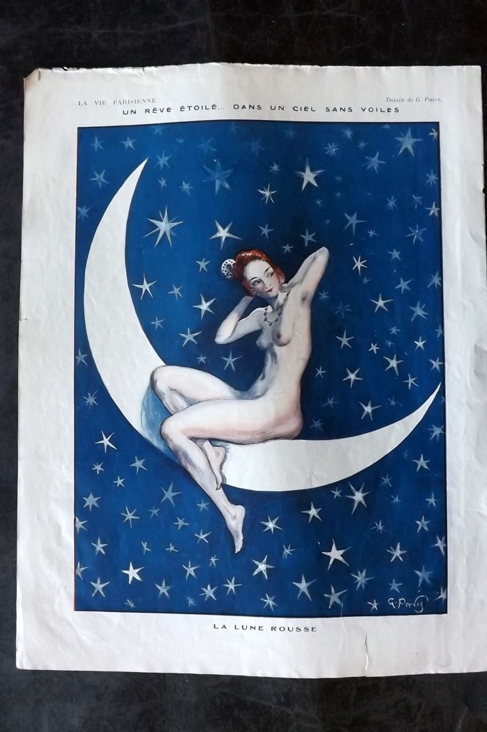 La Vie Parisienne 1921 Art Deco Print. Un Reve Etoile?Dans un Ciel sans Voiles by Pavis (1 of 1)