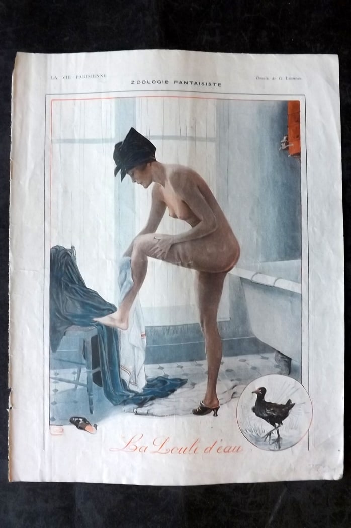 La Vie Parisienne 1921 Art Deco Print. Zoologie Fantaisiste by Leonnec: Lithographs Published 1928, Paris for "La Vie Parisienne" Illustrated by Lissac, Barbier, Vallet, Valee, Prejelan, Herouard, Fournier, Kuhn-Regnier, Georges L?onnec and others. Verso text, but none sh