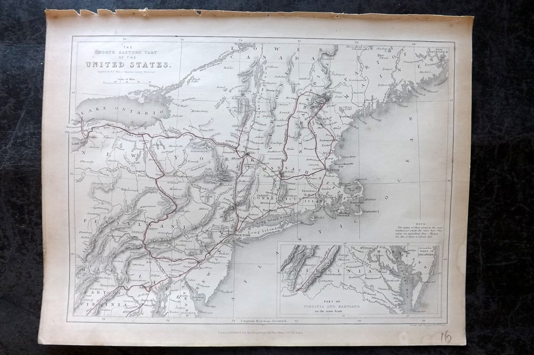 Hughes, William 1840 Antique Map. USA - North Eastern Part of the United States (1 of 1)