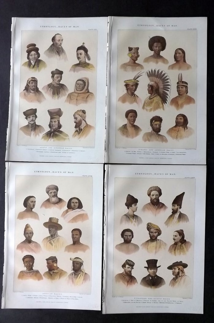 Blackie (Pub) 1893 Lot of 4 Antique Prints. Ethnic Studies: Lithographs Published 1837-1893 by Blackie & Son, London for "The Popular Encyclopedia; or, Conversations Lexicon" Edited by Charles Anandale. Paper Size: 10 x 6.5 inch (25 x 16.5cm) Good Condition