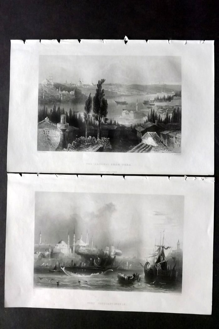 Nolan, Edward 1857 Pair of Print. Constantinople, Tutkey. Crimean War: Steel Engraving Published 1857 by James Virtue London for The Illustrated History of the War Against Russia by Edward H Nolan Paper Size 10 x 6.5 inch (25.5 x 16.5cm) Good Condition