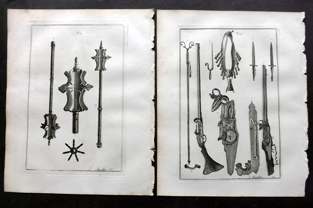 Grose, Francis 1801 Pair of Military Prints. Ancient Weapons: Copper Plate Published 1801, London for "Military Antiquities Respecting a History of the English Army from the Conquest to the Present Time" by Francis Grose. Paper Size: 10.5 x 8 inch (27 x 21cm) Go