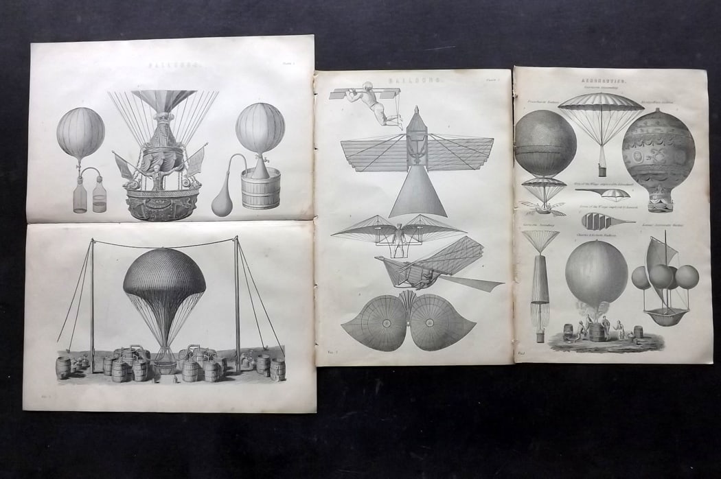 National Encyclopedia 1891 Lot of 3 Antique Prints. Balloons Aeronautics: Engraving/Woodblock Published 1891-1901 by William Mackenzie, London for "The National Encyclopedia: A dictionary of Universal Knowledge" Paper Size: 10 x 6 inch (25 x 16cm) and 12 x 9.5 inch (31 x 24