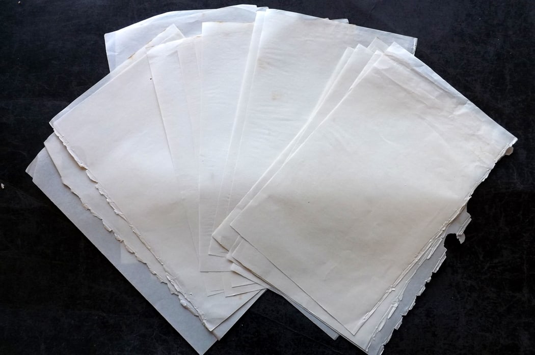 Old Paper Bookbinding 1850's Lot of 20 Thin Stock Sheets. 8vo: Lot of Uniform Thin Stock Paper Sheets, British, 8vo. Paper Size: 9.5 x 6 inch (24 x 15cm) Good Condition