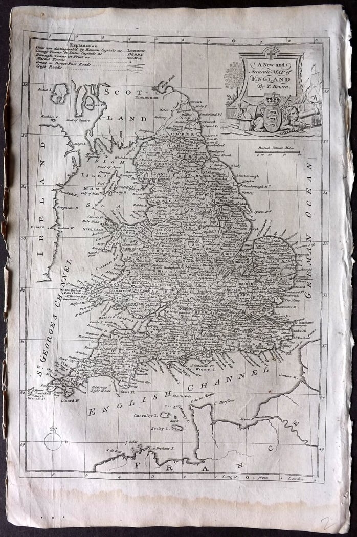 Bowen, Thomas 1779 Antique Map of England (1 of 1)