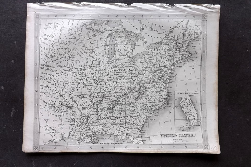 Findlay, Alexander 1841 Antique Map. United States USA (1 of 1)