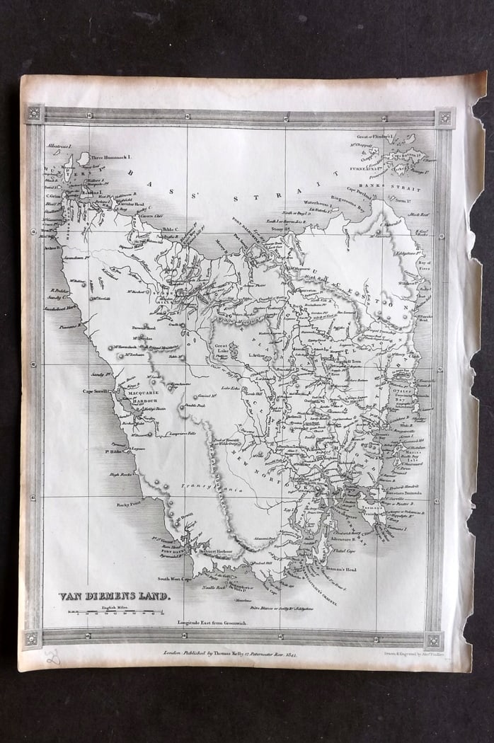 Findlay, Alexander 1841 Antique Map. Van Diemans Land Tasmania Australia (1 of 1)