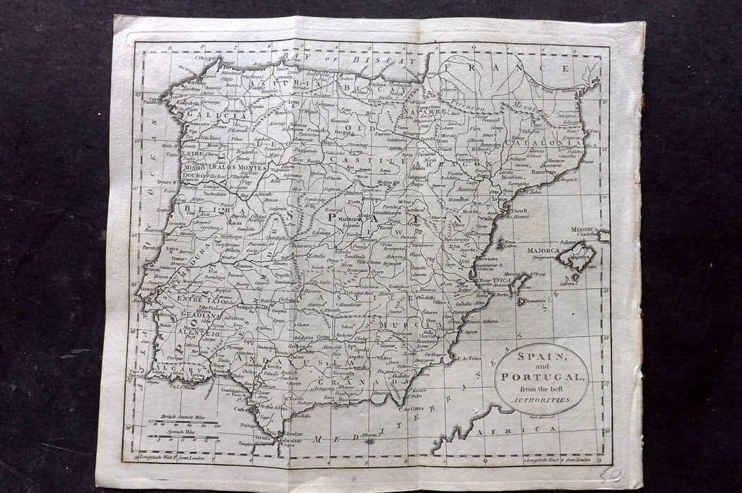 Guthrie, William 1794 Antique Map. Spain and Portugal (1 of 1)