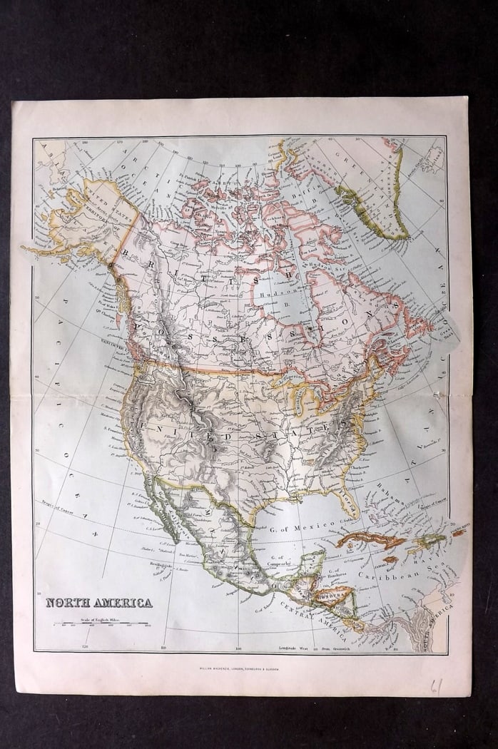 National Encyclopedia 1891 Antique Map. North America (1 of 1)