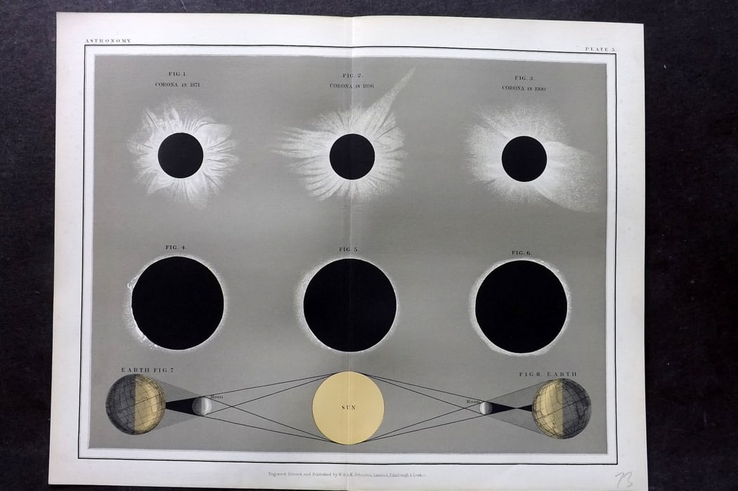 Heath, Thomas 1908 Astronomy Celestial Chart. Eclipse of the Sun 05 (1 of 1)