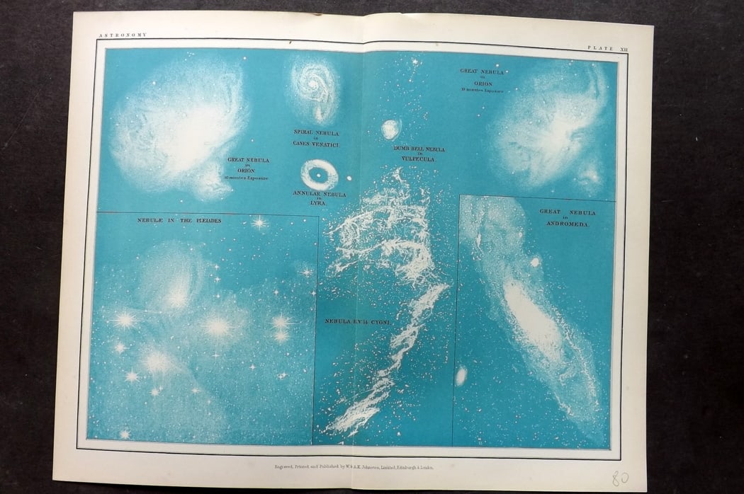 Heath, Thomas 1908 Astronomy Celestial Chart. Nebulae 12 (1 of 1)