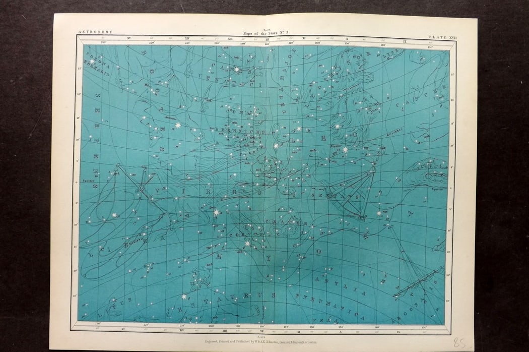 Heath, Thomas 1908 Astronomy Celestial Chart. Maps of the Stars, Star Map 17 (1 of 1)
