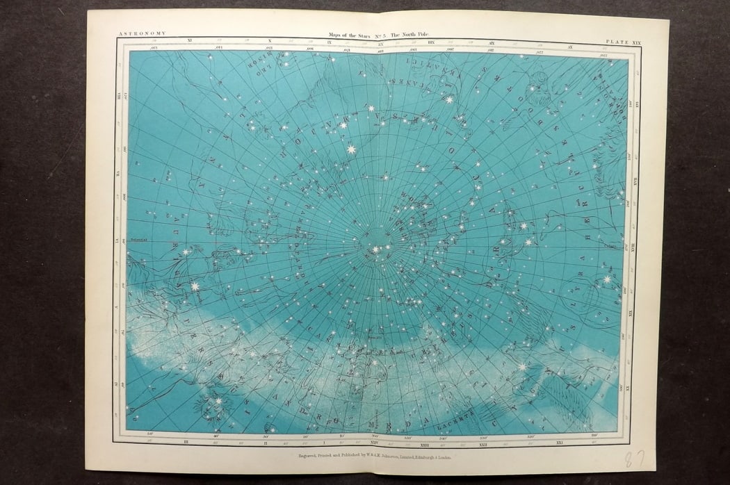 Heath, Thomas 1908 Astronomy Celestial Chart. North Polar Star Map 19 (1 of 1)