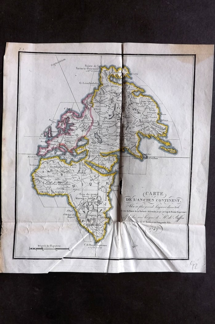 Buffon & Vaugondy 1819 Hand Col Map. Ancient Continent (1 of 1)