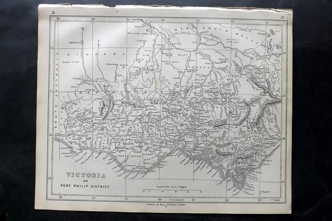 Lowry, Joseph 1852 Antique Map. Victoria and Port Philp District. Australia (1 of 1)
