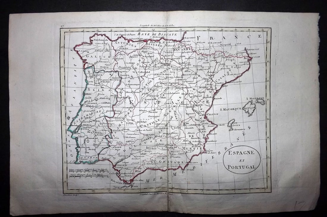 Guthrie, William 1799 Antique Map. Spain and Portugal (1 of 1)