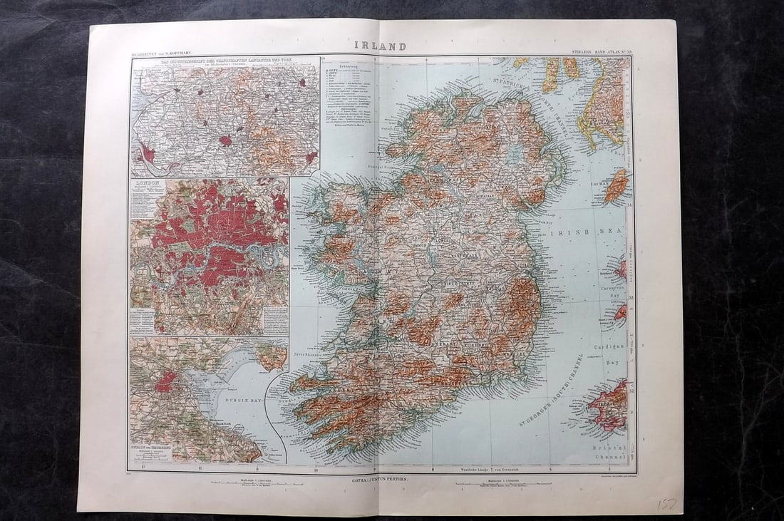 Stieler, Adolf 1909 Antique Map. Ireland (1 of 1)