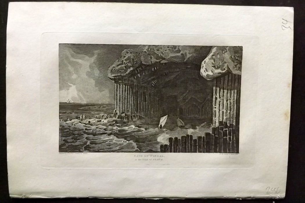 Polehampton, Edward 1823 Antique Print. Cave of Fingal, Isle of Staffa: Copper Plate Published 1823, London for "The Gallery of Nature and Art: or, A Tour Through Creation and Science" by the Rev. Edward Polehampton & John M. Good. Paper Size: 10 x 7 inch (26 x 18cm) Good