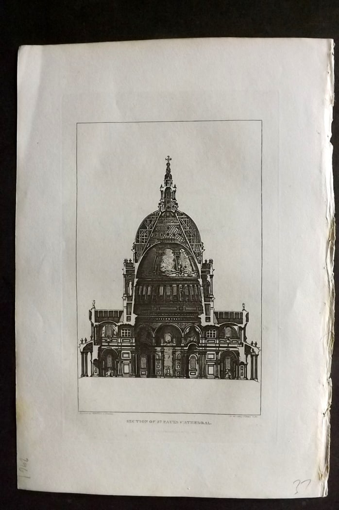Polehampton, Edward 1823 Antique Print. Section of St. Paul's, London (1 of 1)