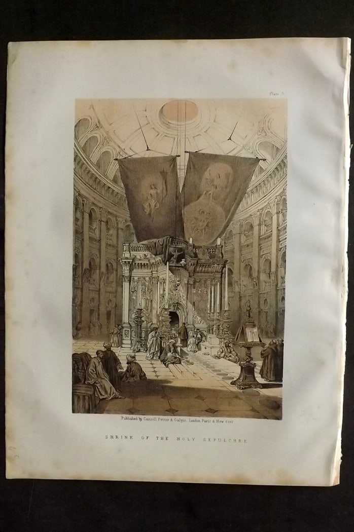 Roberts, David C1880 Holy Land Print. Shrine of the Holy Sepulchre: Lithograph Published C1880, by Cassell & Co., London for "The Life of Christ" by F. W. Farrar. Illustrated by David Roberts. Paper Size: 12.5 x 9.5 inch (32 x 24cm) Very minor margin toning. Good Cond