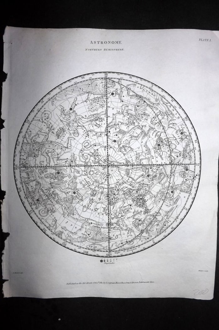 Rees, Abraham 1820 Antique Astronomy Print. Constellations - Northern Hemisphere (1 of 1)