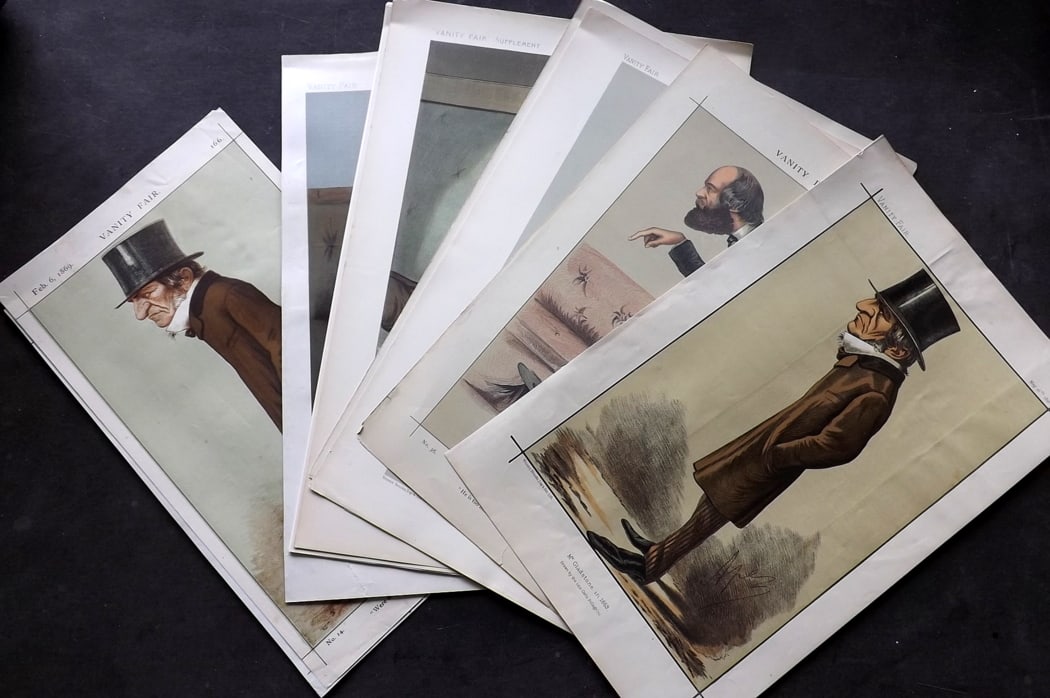 Vanity Fair Prints 19th Cent Lot of 12 Spy Cartoons. British Prime Ministers incl Gladstone Disraeli (1 of 7)