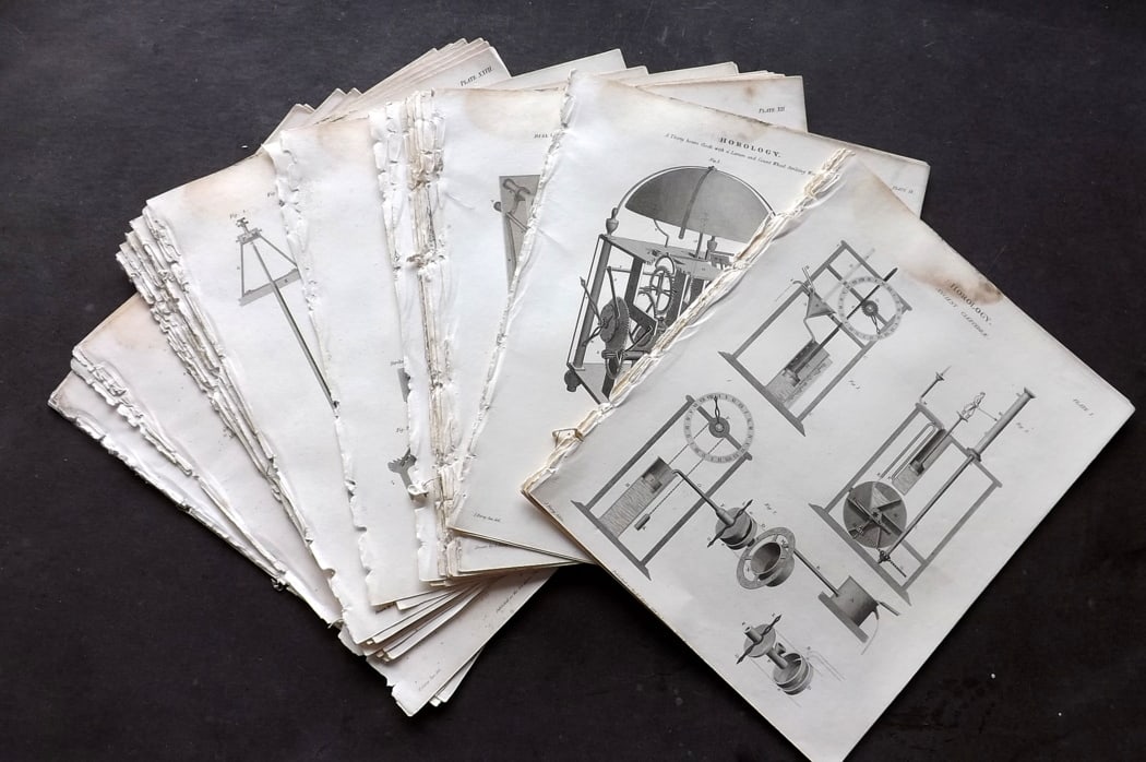 Rees, Abraham 1820 Lot of 50 Antique Horology Clock Prints. (1 of 8)