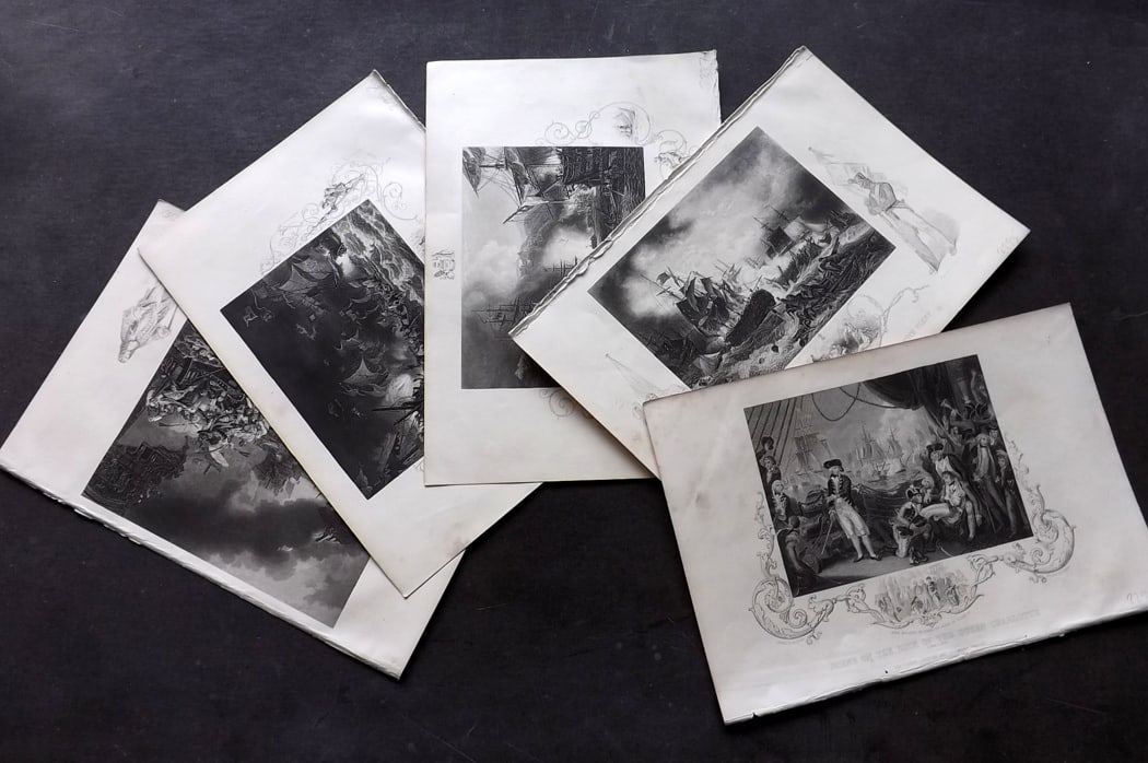 Williams,  Lieut-Colonel 1857 Lot of 5 Naval Ship Prints (1 of 3)