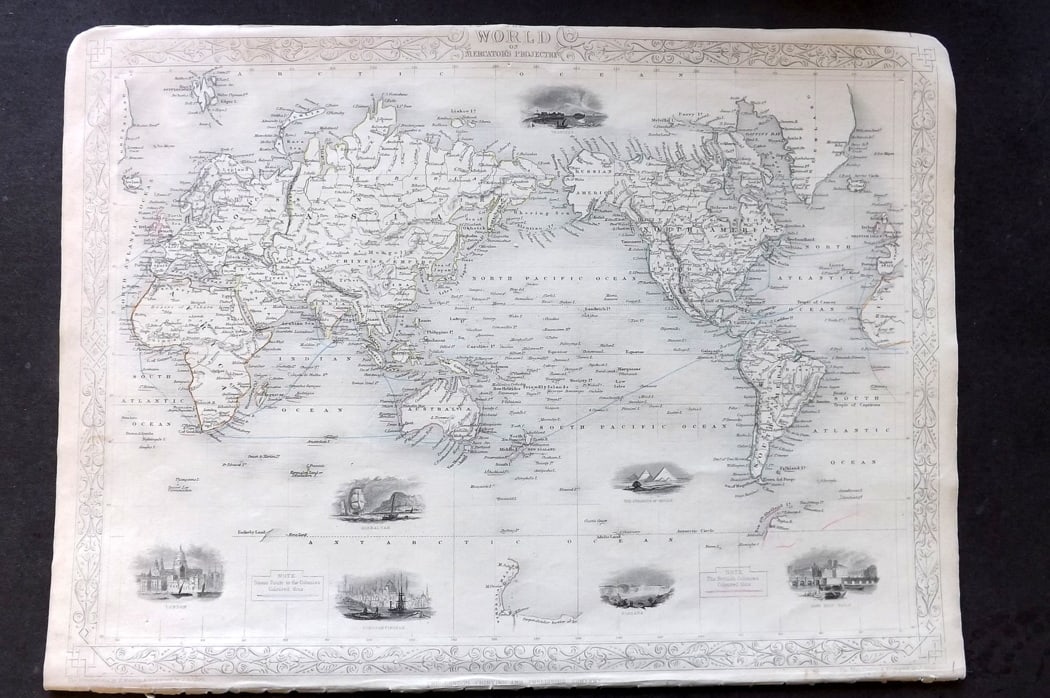 Tallis, John (Pub) 1851 Antique Map. World on Mercator's Projection (1 of 2)