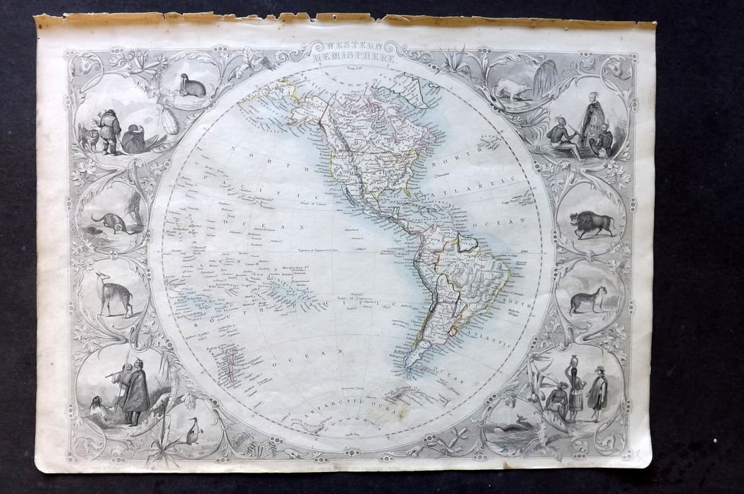 Tallis, John (Pub) 1851 Antique Map. Western Hemisphere (1 of 2)