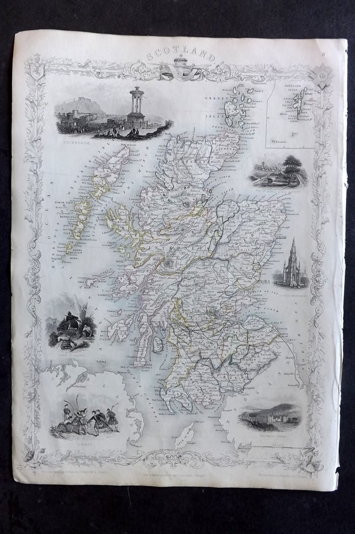 Tallis, John (Pub) 1851 Antique Map. Scotland (1 of 2)