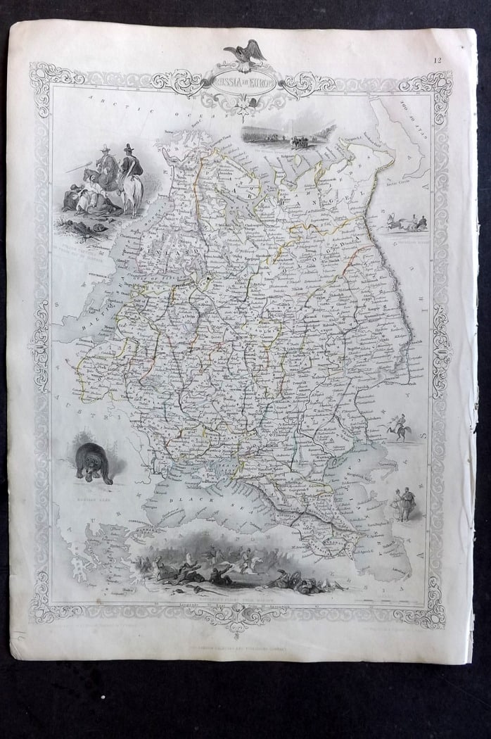 Tallis, John (Pub) 1851 Antique Map. Russia in Europe (1 of 2)