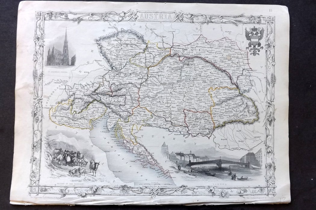 Tallis, John (Pub) 1851 Antique Map. Austria (1 of 2)