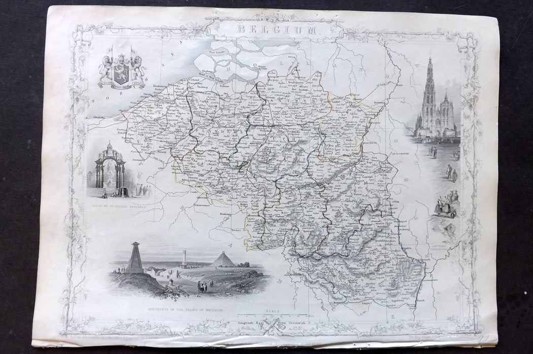 Tallis, John (Pub) 1851 Antique Map. Belgium (1 of 2)