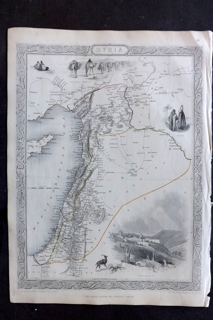 Tallis, John (Pub) 1851 Antique Map. Syria (1 of 2)
