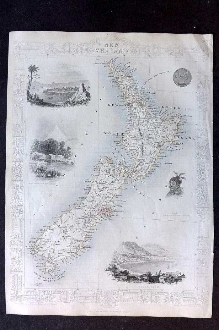 Tallis, John (Pub) 1851 Antique Map. New Zealand (1 of 2)