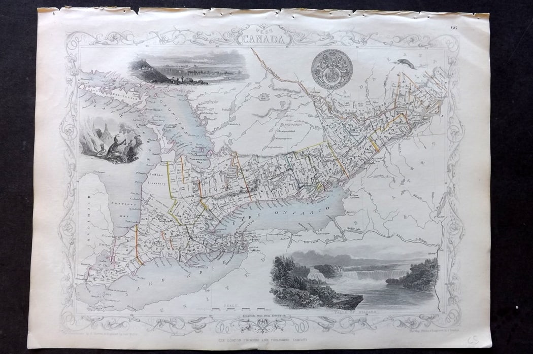 Tallis, John (Pub) 1851 Antique Map. West Canada (1 of 2)