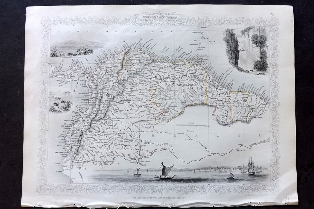 Tallis, John (Pub) 1851 Antique Map. Venezuela, New Granada, Equador and the Guayanas (1 of 2)