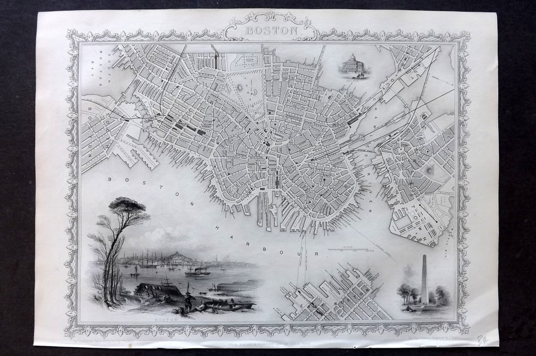 Tallis, John (Pub) 1851 Antique Map. Boston Massachusetts City Plan USA (1 of 2)