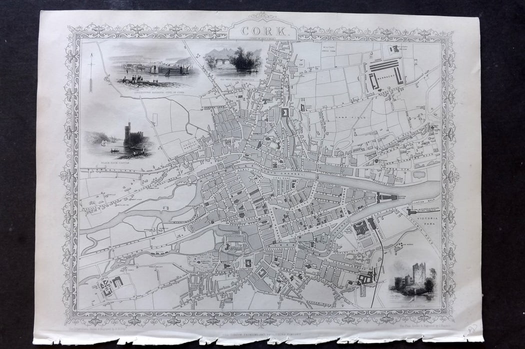 Tallis, John (Pub) 1851 Antique Map. Cork City Plan Ireland (1 of 2)