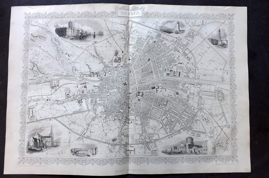 Tallis, John (Pub) 1851 LG Antique Map. Dublin City Plan. Ireland (1 of 2)