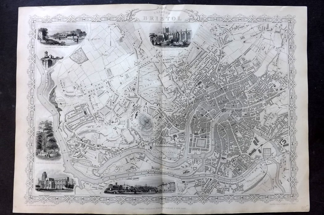 Tallis, John (Pub) 1851 LG Antique Map. Clifton and Bristol City Plan UK (1 of 2)