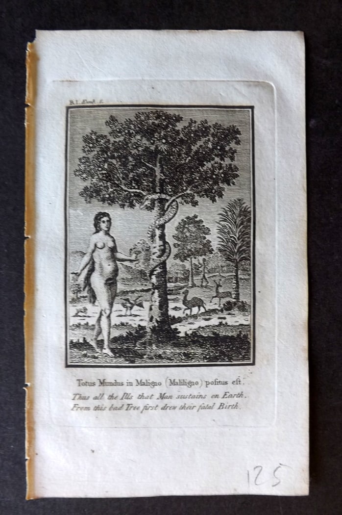 Quarles, Francis 1808 Emblem Print. Eve in the Garden of Eden (1 of 1)