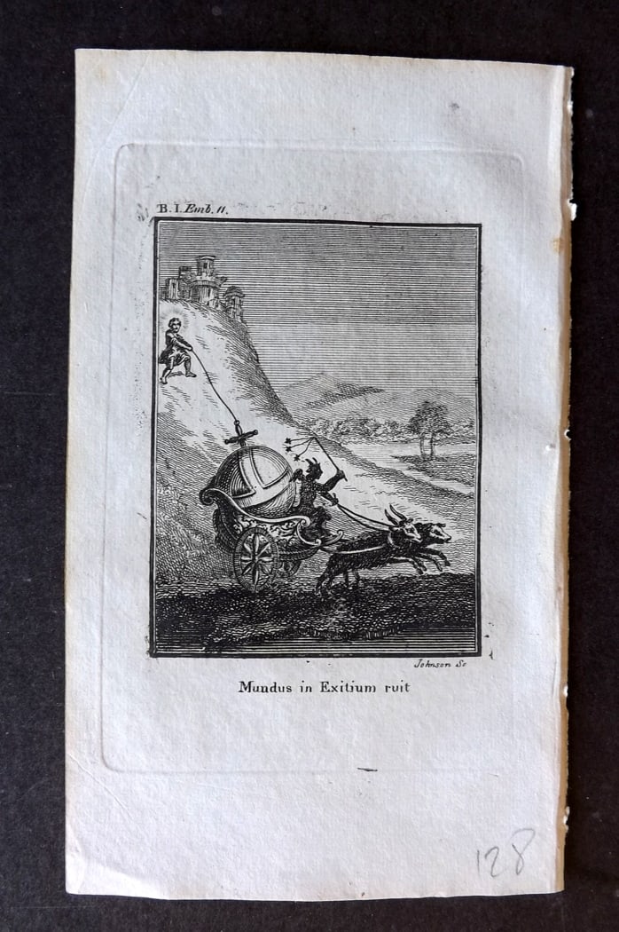 Quarles, Francis 1808 Emblem Print. Satan Devil in Chariot (1 of 1)