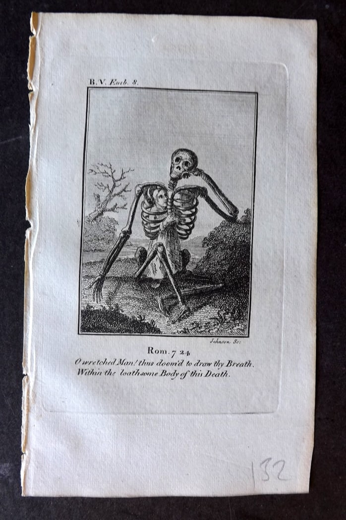 Quarles, Francis 1808 Emblem Print. Skeleton Dance of Death (1 of 1)