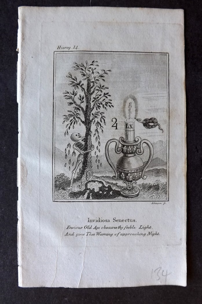 Quarles, Francis 1808 Emblem Print. Skeleton Dance of Death (1 of 1)