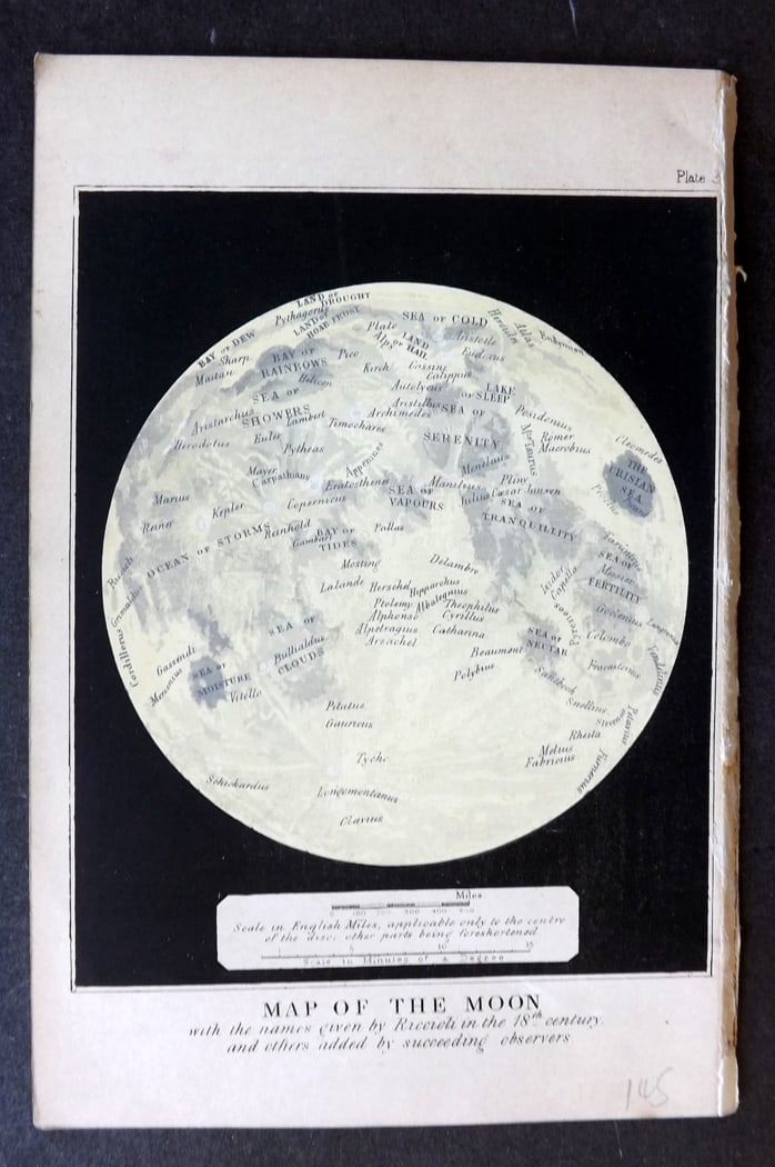 Ward, Mrs Mary 1869 Astronomy Print. Map of The Moon (1 of 1)